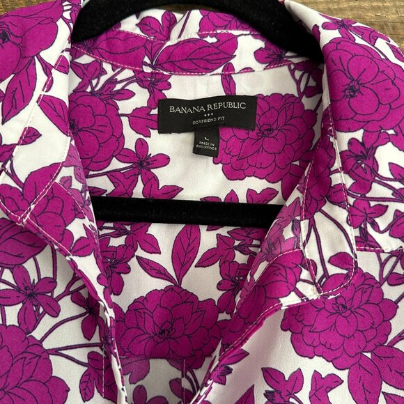 EUC Banana Republic Floral Tunic Blouse Size L - Picture 3 of 3